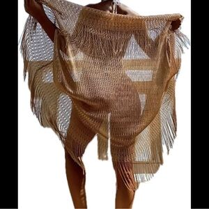 Creamy, Boho, Tassel Draped, Bikini Cover-Up